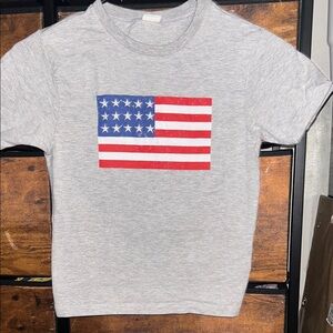 (Teens xs) Gray croped T-Shirt with American Flag print.